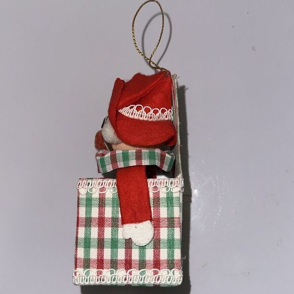Vintage 60s Japan Made Jack in The Box cloth & felt Christmas Tree Ornament - Picture 5 of 7